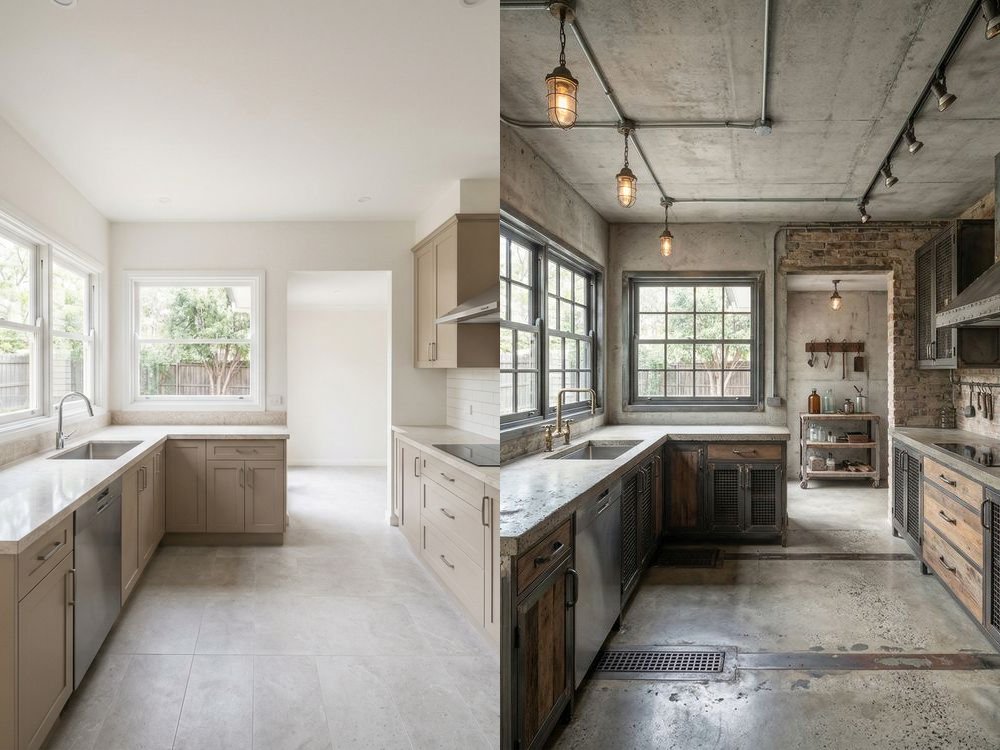 Kitchen Virtual Staging — Industrial | Before & After