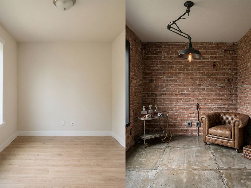 Home Office Virtual Staging — Industrial | Before & After