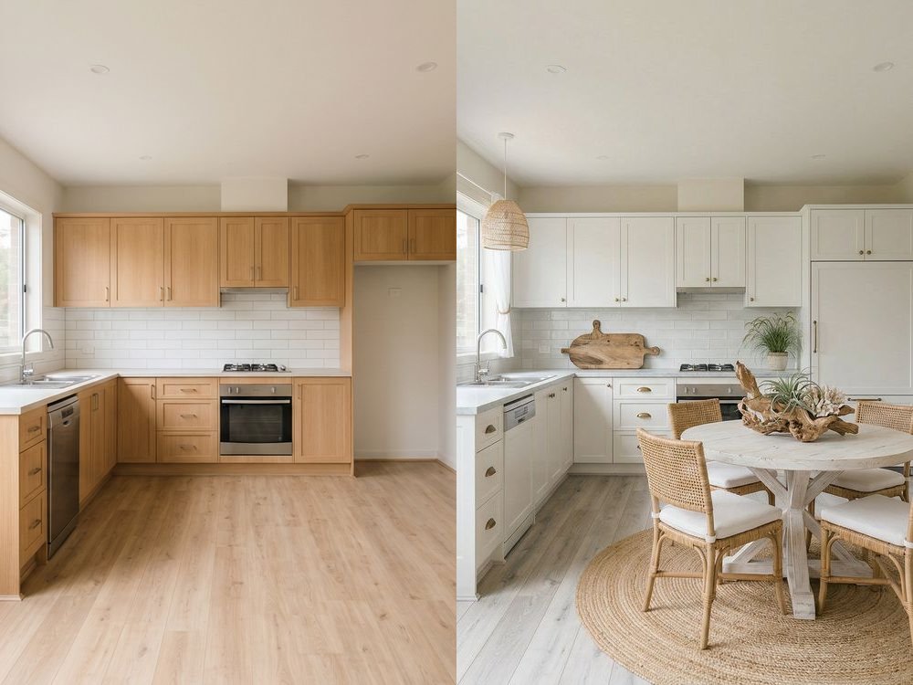 Kitchen Virtual Staging — Coastal | Before & After