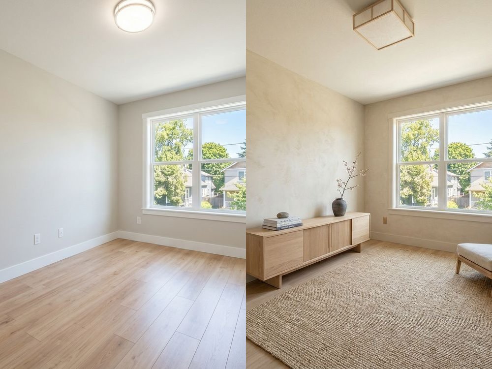 Bedroom Virtual Staging — Japandi | Before & After