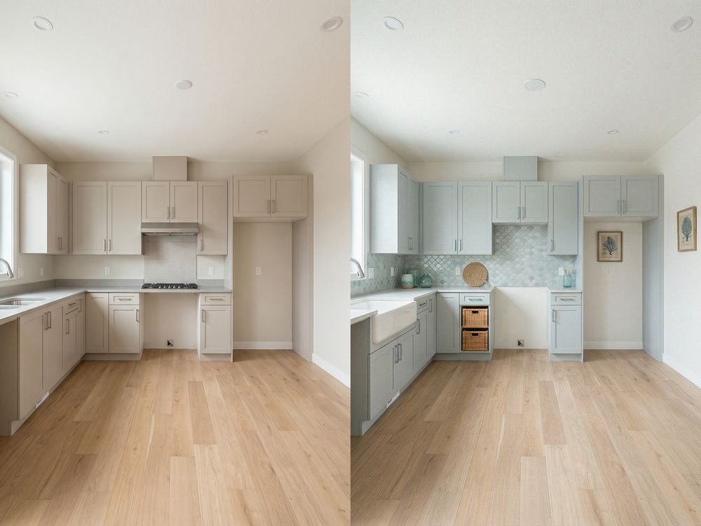 Kitchen Virtual Staging — Coastal | Before & After